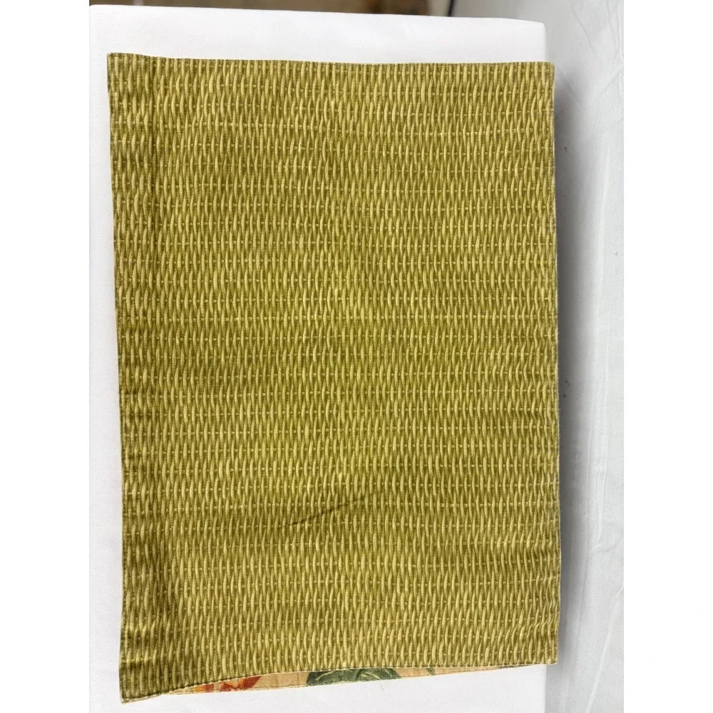 Tropical Floral Reversible Placemats Set of 2 Botanical Lily Palm Leaf Tan Green